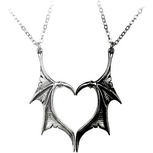 Matching Necklaces for Couples Best Friends Birthday Gifts Friendship Necklace for 2 Wing Pendant Matching Heart Necklaces for Bff Couple Anniversary Christmas Gifts 2 Pcs Black and White Silver