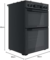 Hotpoint 60cm XXL Capacity Double Oven Gas Cooker Black view 10