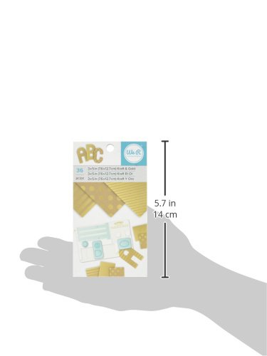 American Crafts We R Memory Keepers Paper Pad Kraft with Gold Foil 36 Sheets, 3 x 5"