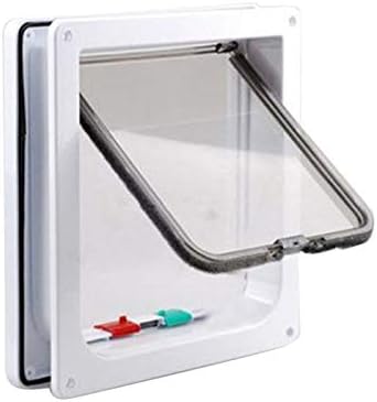 POPIPAPI Cat Mate 4 Way Locking Cat Flap with Door Pet Door Kit for Cats and Small Dogs window (M, White)