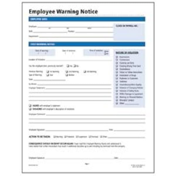 Amazon.com : Employee Warning Notice Form, 11 x 8-1/2, 50 Per Pack :  Personnel Forms : Office Products