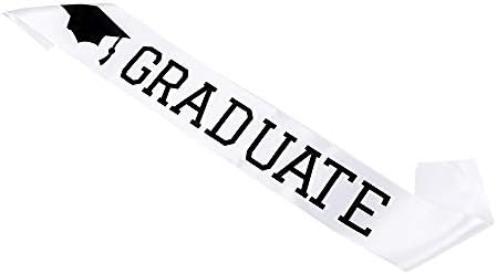 Acharles GRADUATE Sash - Graduation Party Supplies - Apply to Nurse, High School, University, Doctor Graduation Ceremony Decorations (Black and White)