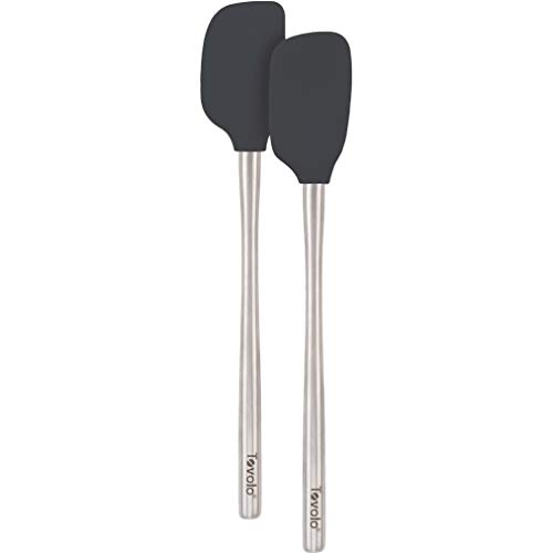 Tovolo Flex-Core Stainless Steel Handled Mini Spatula & Spoonula, Charcoal - Set Of 2