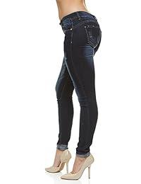 Pantalones vaqueros clásicos ajustados para dama, ajustados, elásticos, lavados a piedra, en tamaño Junior o Plus