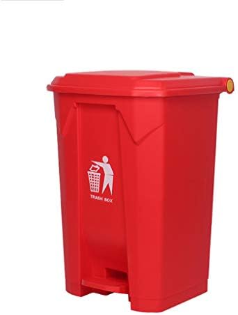 LSHWHT HWH Pedal-type Plastic Trash Can, 68L Outdoor The Mall Hotel Community Trash Can Waste paper basket (Color : RED, Size : 42 * 49 * 72CM)