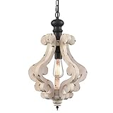 CLAXY Wooden Pendant Light Distressing Off-White