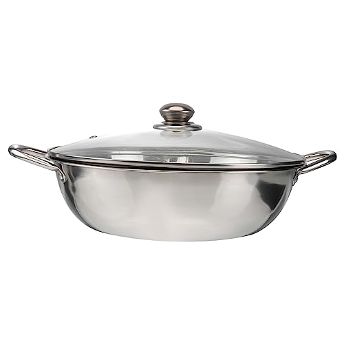 Garneck Multifunctional Dual Hot Pot Cookware Stainless Steel Induction Cooker Pot with Lid Food Grade Divider for Two Flavors for Family Gatherings and Parties