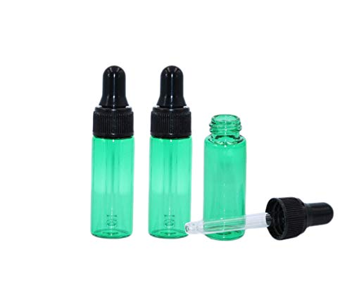 15 Pack 5ml Sample Dropper Bottles for Essential Oil,Green Glass Vials Aromatherapy Fragrance Perfume Dropper Bottles with Glass Pipettes