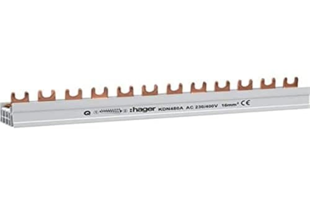 Hager KDN480A Phase Rail 4P 80A 16mm² 12 Single Fork Connection Insulated Grey