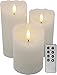 EGI - Set of 3 Flickering Real Wick Flameless Candles with Remote Control and Timer - Realistic Led Candles - Made with Real Wax