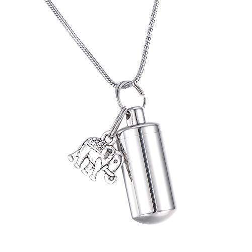 Valyria Free Engraving - Elephant Charm Cremation Urn Keepsake Necklace Keychain Stainless Steel Cylinder Cremation Jewelry for Ashes - Thumbnail 7
