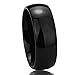8MM Titanium Comfort Fit Wedding Band Ring Black High Polished Classy Domed Ring (6 to 14)