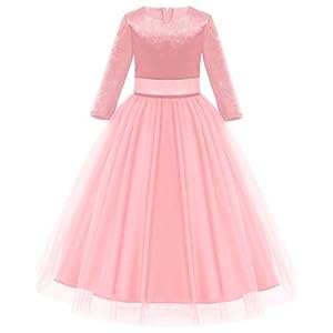 IBTOM CASTLE Feestelijke meisjesjurk, voor kinderen, schattige prinsessenjurk met lange mouwen en tule, bruiloft…