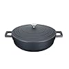 MasterClass-Shallow-Casserole-Dish-with-Lid-Lightweight-Cast-Aluminium-Black-4-Litre-28-cm MasterClass Shallow Casserole Dish with Lid 4L/28 cm, Lightweight Cast Aluminium, Induction Hob and Oven Safe, Black