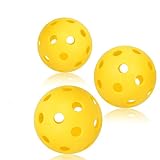 niupipo Pickleball Balls, Professional Patented 26 Hole Design Pickleball Balls Set of 3 Outdoor & Indoor Pickleballs, High-Vis Optic Yellow Pickleball Balls