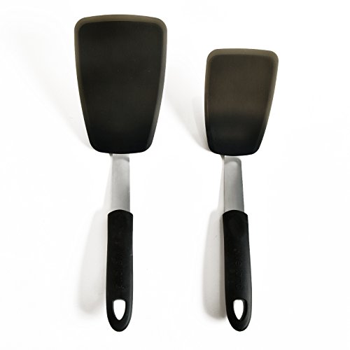 WELLAND Set Of 2 Silicone Spatulas Flexible Silicone Turner 600ºF Heat Resistant Rubber Spatula