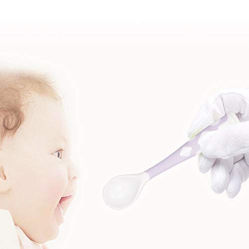Qshare Baby Utensils Spoons with Travel Safe Case, Toddlers Feeding Training Spoon with Easy Grip and Bendable Function, Perfect Self Feeding Learning Spoons (Set of Purple) - Thumbnail 5