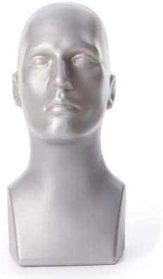 Free Standing Tabletop Male Mannequin Head Hat, Scarf Display - Grey