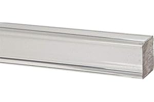PLASTIC-CRAFT PRODUCTS Acrylic Extruded Square Rod, Clear, 3/4" (0.75") Square x 72" Length, Pack of 2