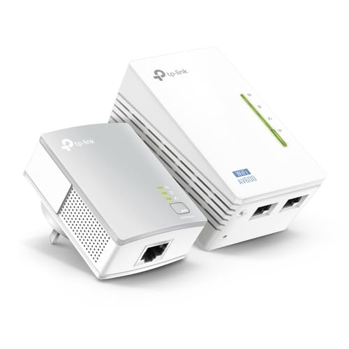 Tp-Link Tl-Wpa4220Kit Av600 Powerline 300 M Booster/Hotspot Wi-Fi/Avec 2 Ports Ethernet, Kit De Démarrage/Lot De 2 (Configuration Facile, Wi-Fi Clone Pour Smartphone/Tablette/Ordinateur Portable) Rapide (Wi-Fi N300) Av500