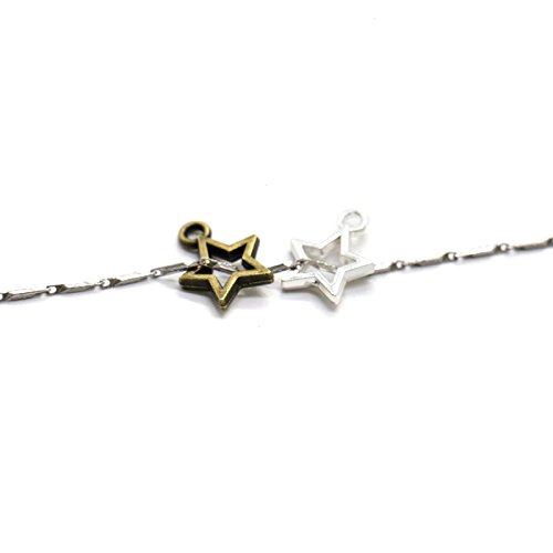 MAISHO 200pcs Stars DIY Charms Pendant for Crafting Jewelry Making Accessory Silver/Bronze