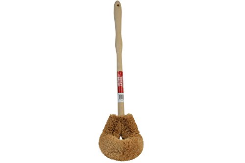 Janico 4001 Bristles Angled Twisted Wire Toilet Brush, Plastic Handle with Wood Look, Natural