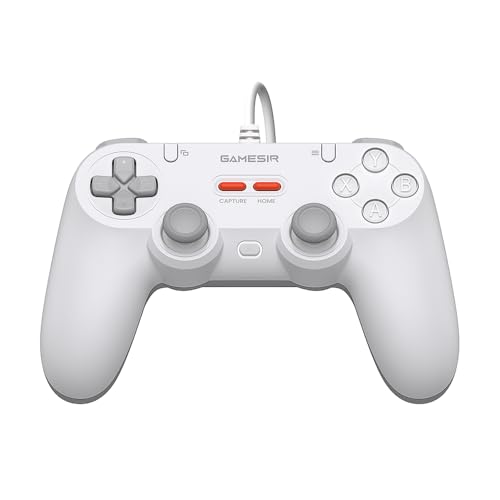 Tegenaria Lite Controlador Cableado para PC, Tasa de Sondeo 1000Hz, Joysticks de Efecto Hall y 2 Botones Remapeables,Turbo, Mando para Juegos en Steam/Android/iOS/Switch (Blanco)