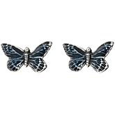 DANFORTH – Handmade Blue Butterfly Post Earrings, 3/8” – Handcast Pewter - Unique Accessories & Jewelry For Women – Hypoallergenic, Nickel-Free – Made In USA - Gift Boxed