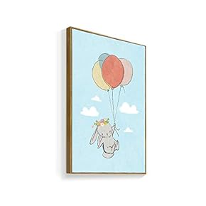 Framed Canvas Wall Art for Living Room, Bedroom Cartoon Bunny Canvas Prints for Home Decoration Ready to Hanging - 16x24 inches