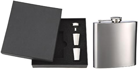 Top Shelf Flasks Premium Custom Engraved Personalized Hip Flask with Gift Box, Funnels and 2 Stainless Steel Shot Cups, 6 oz.