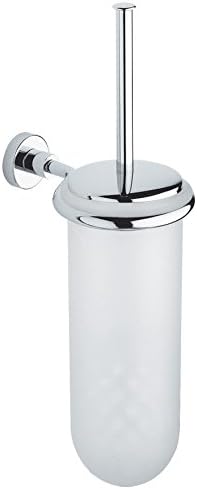 BA Tecno Wall Mounted Frosted Glass Toilet Brush Bowl &amp; Holder Set - Brass