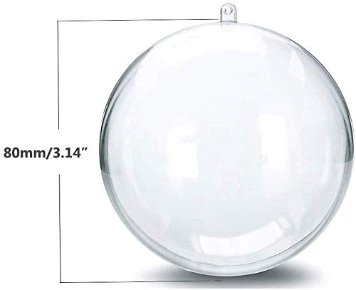 Koogel DIY Plastic Fillable Christmas, Acrylic Fillable Baubles Assorted Size Clear Plastic Ornaments Ball Christmas Tree Decoration 20PCS