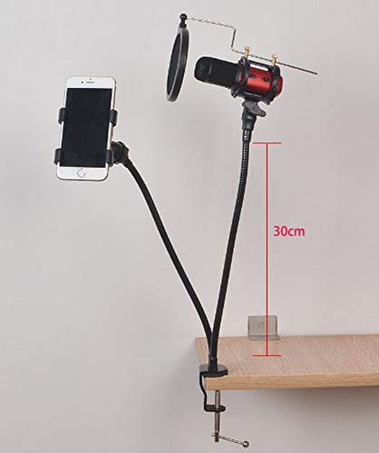 LU2000 Smartphone Holder Bracket, Universal Mobile Phone Clip Stand Bracket, Rotating Mounts with Professional Sound Chipset for PC Karaoke, YouTube, Gaming Recording