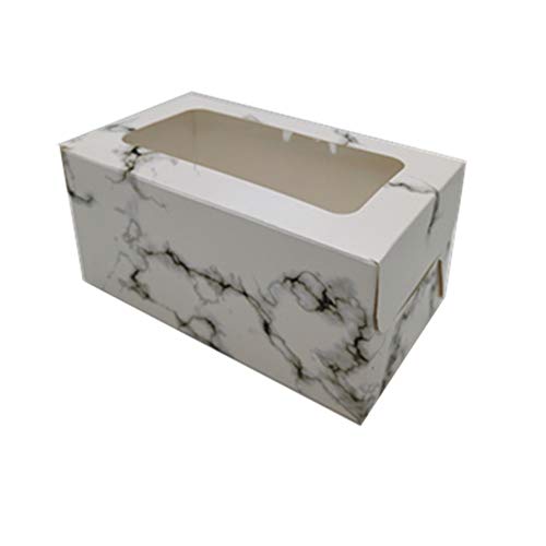 30 Pack Marble Cookie Boxes With Window - Standard 6.3" x 3.54" x 2.95" - Marble Bulk Pastry Boxes - Multipurpose Bakery Boxes With Window - Cake boxes, Muffin boxes, Wedding Party Favor Boxes Bulk And Treat Boxes Party Favors