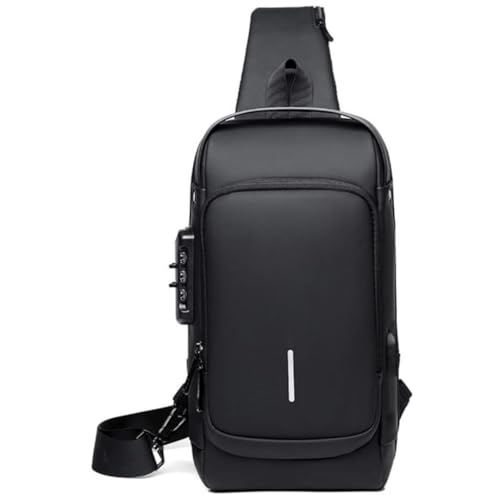 Mochila Transversal Masculina Mochila Feminina Unissex com cadeado à prova d água anti-roubo bolsa com porta de carregamento USB bolsa de ombro Impermeável Premium