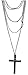 Fashion Retro Multi-layer Chain Pendant Black Cross Metal Long Necklace Gift