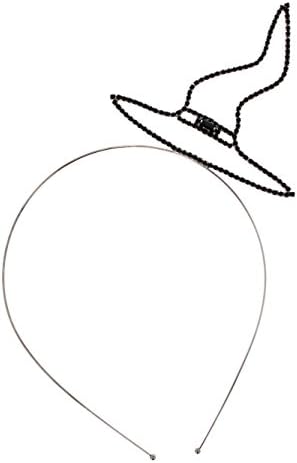 Crystal Ave Women's Halloween Costume Witch Hat Crystal Tiara Headband (Gunmetal &amp; Black Stones)