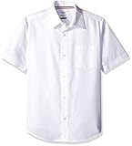 French Toast School Uniform Boys Short Sleeve Classic Dress Shirt, White, 14 Husky
