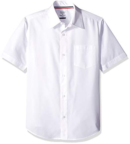 French Toast School Uniform Boys Short Sleeve Classic Dress Shirt, White, 14 Husky