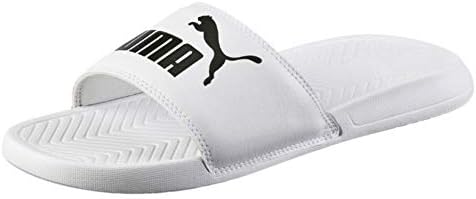 black and white puma slides