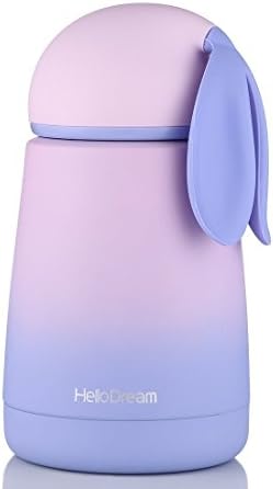 ''Hello Dream'' Cute BUNNY, Mini Water Bottle for Kids&amp; Adult, Vacuum Insulated Water Bottle, Travel Coffee Cup, Stainless Steel Thumbler Ombre- 300ml/ 10.5oz (Purple Bunny)