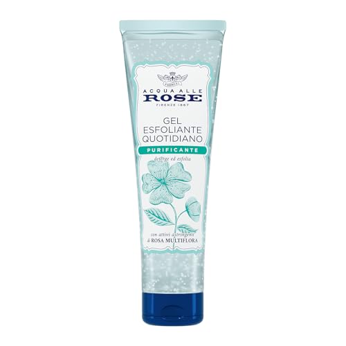 Acqua alle Rose, Tägliches Peeling-Gel für normale, Mischhaut oder fettige Haut, sanftes Gesichtspeeling mit verstrichenden Wirkstoffen aus Rose Multiflora, reinigt, peelt und reinigt, 150 ml