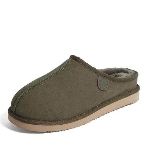 Fireside by Dearfoams Men’s Grafton Shearling Indoor/Outdoor Clog Slipper, Green, 9
