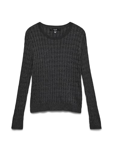 VERO MODA Maglione da Donna Vmflo LS O-Neck Boo, Grigio Scuro mélange, XS