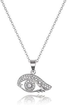 AMYJANE Crystal Pendant Necklace for Women - 14k White Gold Plated Sterling Silver Cubic Zirconia CZ Small Elegant Good Luck Necklace Charm for Girls Fashion Costume Jewelry Birthday Gift Idea