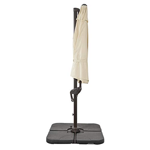 LCH Offset Cantilever Umbrella 10-Feet Aluminum Outdoor Patio Hanging Umbrella with Cross Base, Crank and Air Vent, Beige - Thumbnail 4