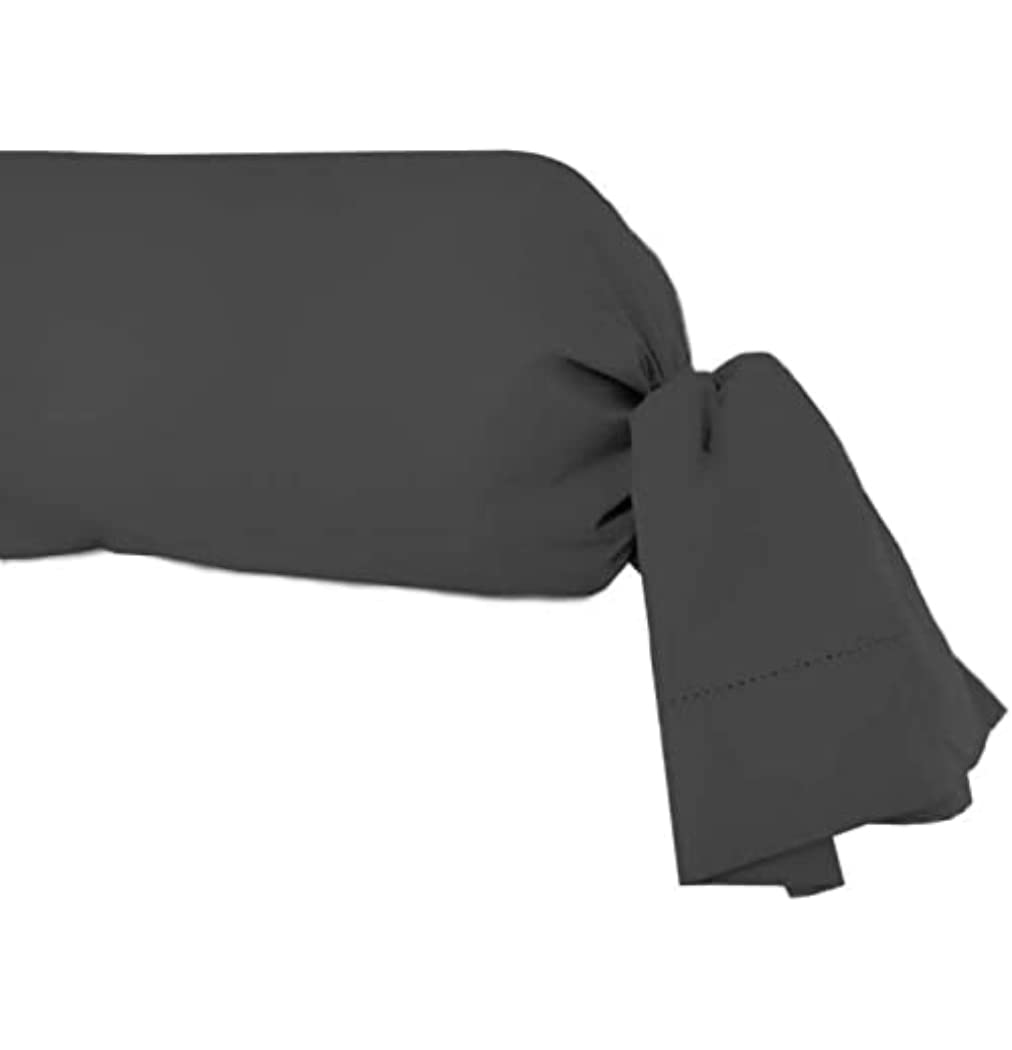 Soleil d'ocre Percale Bolster Cover, Cotton, Charcoal, 85 x 185 cm