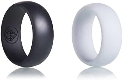 Airdrop Survival Mens Silicone Rings -2 Pack Bundle- Black and White Rings for Gym, Work, Outdoors (Size 11)