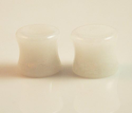 Natural Organic Snow White Stone Plugs Earrings 6 different sizes sold as a pair (Size: 00G)