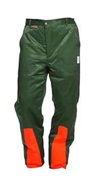 Schnittschutzhose Klasse 1, Forsthose WOODSafe®, kwf-geprüft, Bundhose grün/orange, Herren - Waldarbeiterhose mit Schnittschu